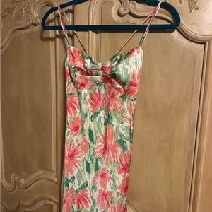 Lulu's Cream and Coral Floral Dress